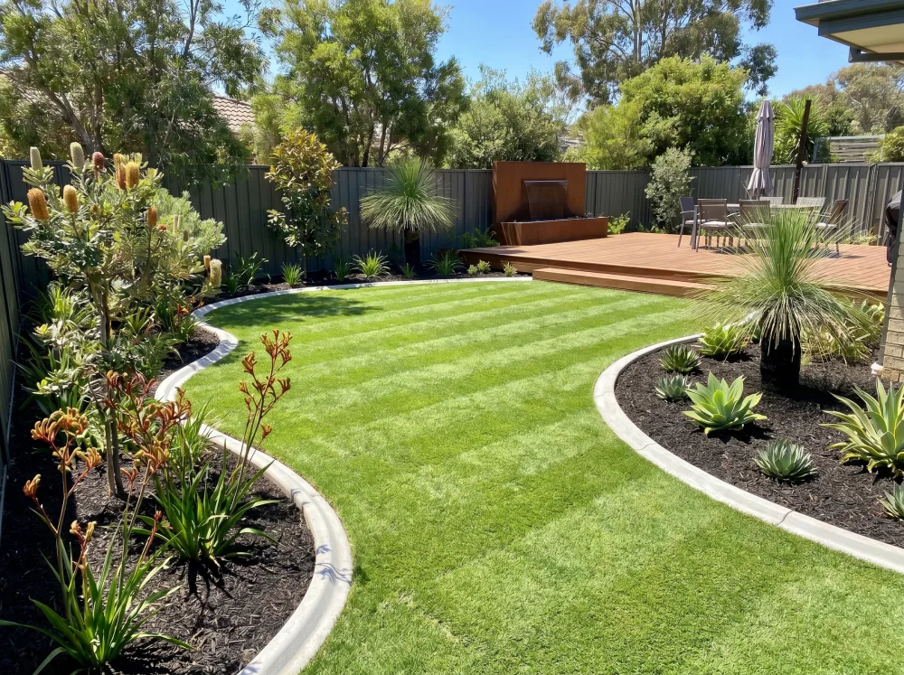 Freshly landscaped modern Australian garden by Evergreen Gardens
