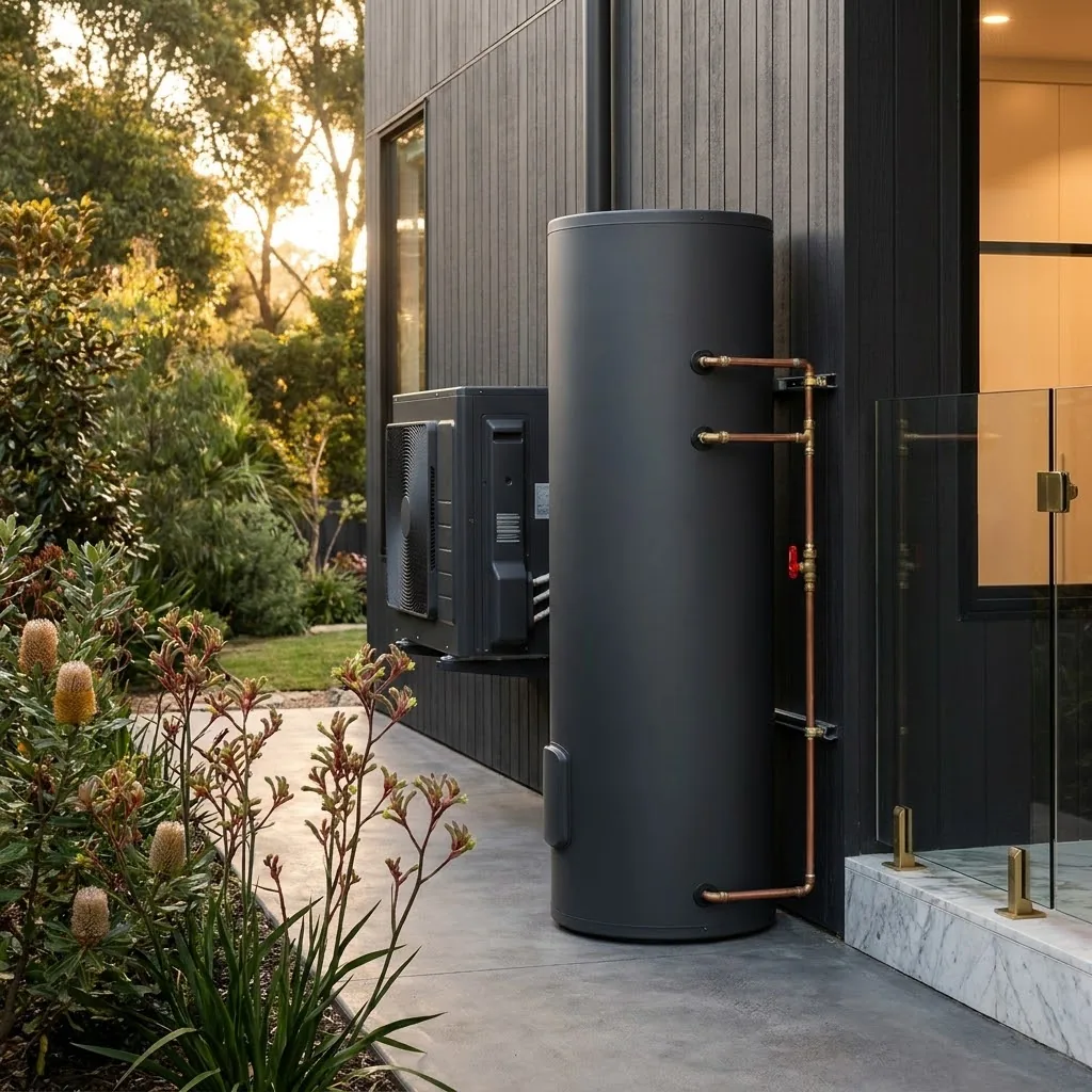 Heat pump hot water system installation by Elite Plumbing