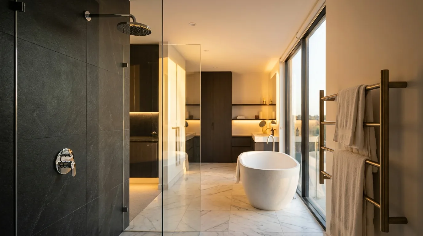 Luxury bathroom with premium plumbing fixtures by Elite Plumbing